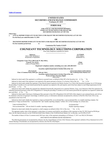 Miniature Cognizant Technology Solutions  10-K Rapport annuel 2010