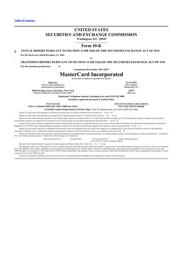 Thumbnail Mastercard 10-K Annual Report 2010