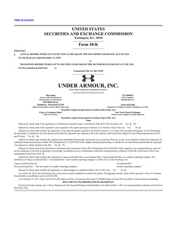 Thumbnail Under Armour
 10-K Annual Report 2010