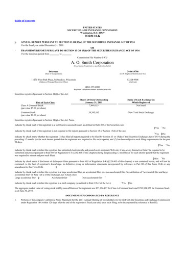 Thumbnail A. O. Smith 10-K Annual Report 2010