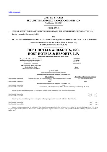 Thumbnail Host Hotels & Resorts
 10-K Annual Report 2010