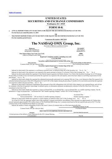 Thumbnail Nasdaq 10-K Annual Report 2010