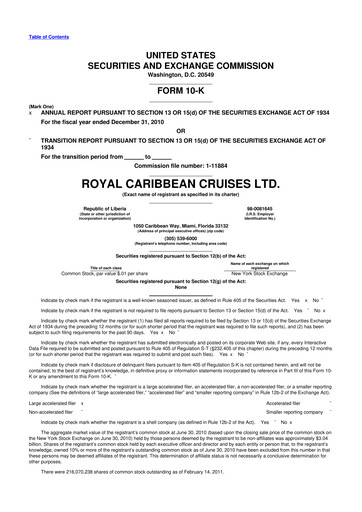 Vorschaubild Royal Caribbean Group 10-K Jahresbericht 