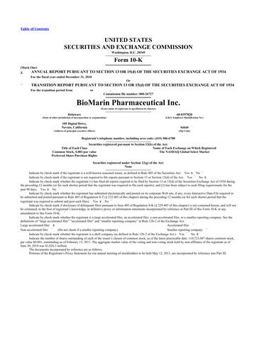 Thumbnail BioMarin Pharmaceutical 10-K Annual Report 2010