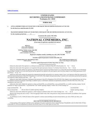 Thumbnail National CineMedia 10-K Annual Report 