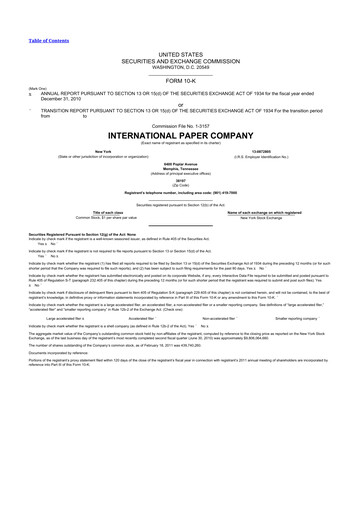 Thumbnail International Paper
 10-K Annual Report 2010