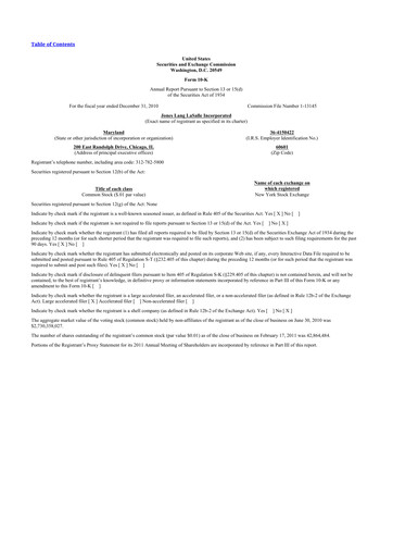 Thumbnail Jones Lang LaSalle 10-K Annual Report 2010