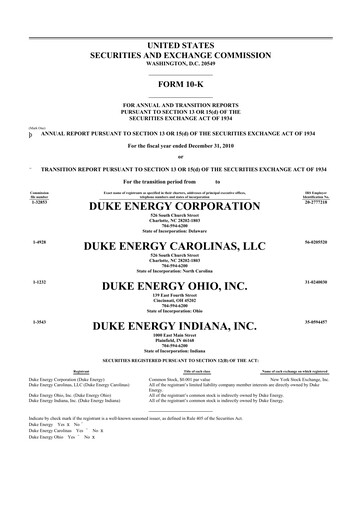 Thumbnail Duke Energy 10-K Annual Report 2010