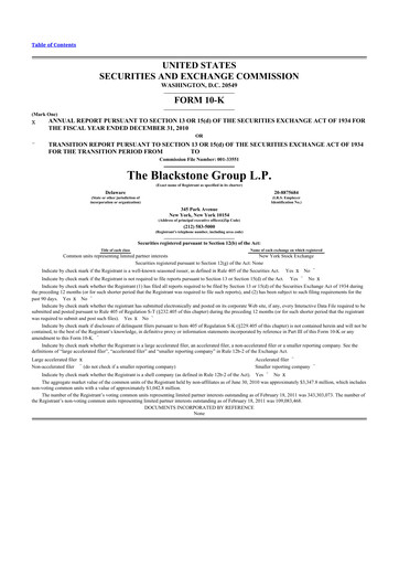 Thumbnail Blackstone Group 10-K Annual Report 2010