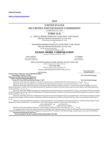 Thumbnail Exxon Mobil 10-K Annual Report 2010