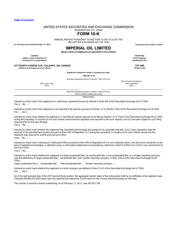 Thumbnail Imperial Oil
 10-K Annual Report 2010