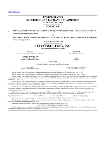 Thumbnail FTI Consulting 10-K Annual Report 2010