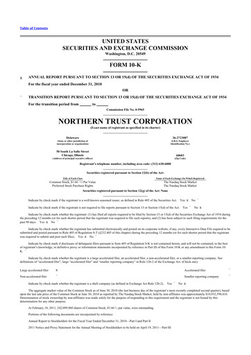 Thumbnail Northern Trust
 10-K Annual Report 2010
