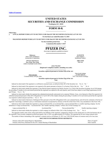 Thumbnail Pfizer 10-K Annual Report 2010