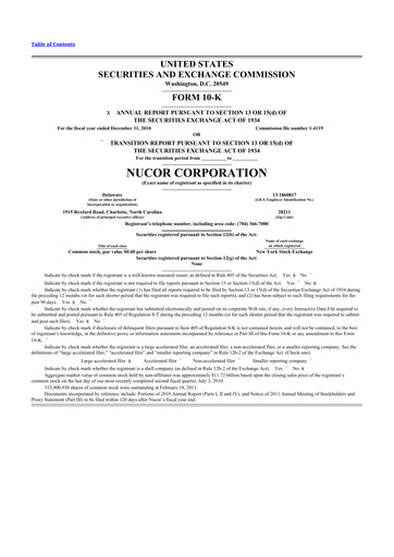 Thumbnail Nucor
 10-K Annual Report 2010