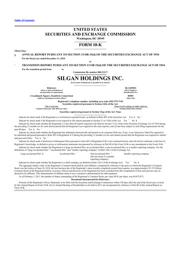 Thumbnail Silgan Holdings
 10-K Annual Report 2010