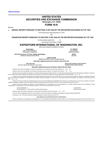 Thumbnail Expeditors International 10-K Annual Report 2010