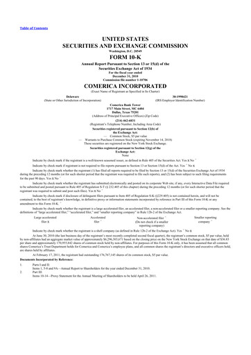 Thumbnail Comerica 10-K Annual Report 2010