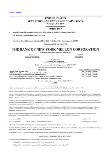 Thumbnail BNY Mellon (Bank of New York Mellon) 10-K Annual Report 2010