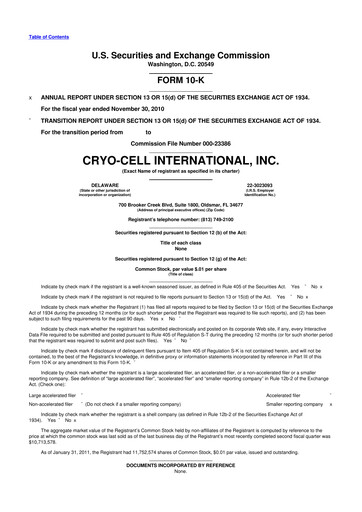 Thumbnail Cryo-Cell International 10-K Annual Report 