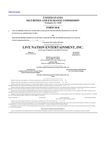 Thumbnail Live Nation
 10-K Annual Report 