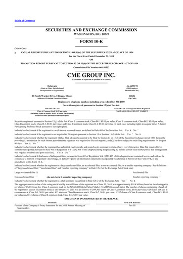 Thumbnail CME Group 10-K Annual Report 2010