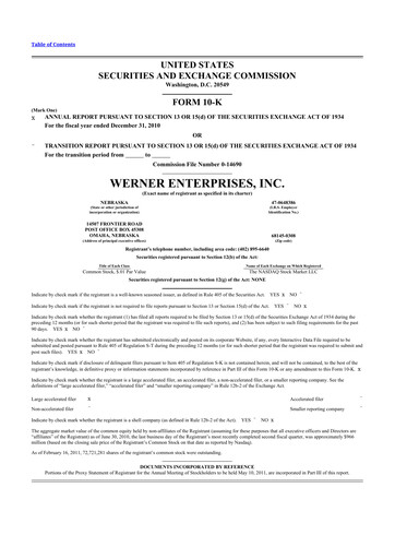 Thumbnail Werner Enterprises
 10-K Annual Report 2010