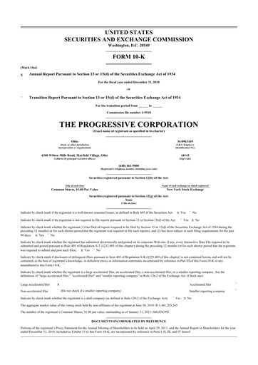 Thumbnail Progressive 10-K Annual Report 2010