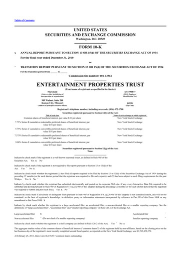 Vorschaubild EPR Properties
 10-K Jahresbericht 2010