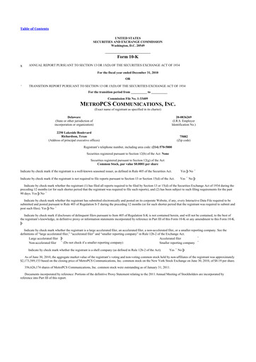 Thumbnail T-Mobile US 10-K Annual Report 2010