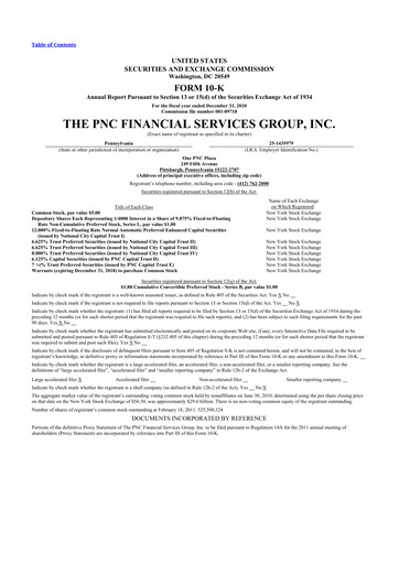 Thumbnail PNC Financial Services 10-K Annual Report 2010