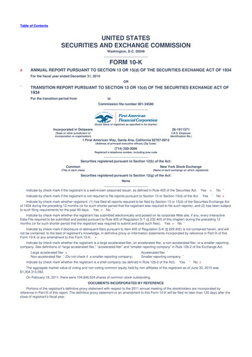 Miniature First American Financial Corporation 10-K Rapport annuel 2010