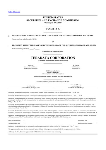 Miniature Teradata 10-K Rapport annuel 2010
