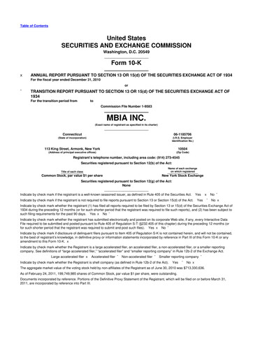 Thumbnail MBIA 10-K Annual Report 