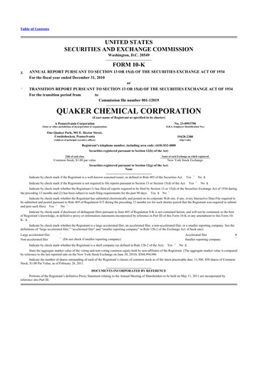 Thumbnail Quaker Houghton 10-K Annual Report 