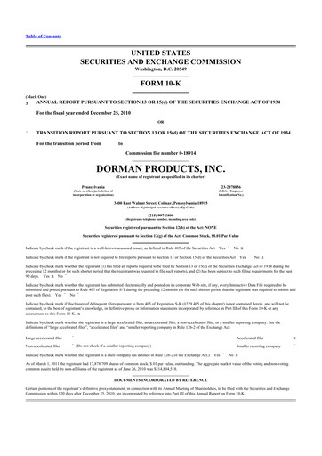 Thumbnail Dorman Products 10-K Annual Report 