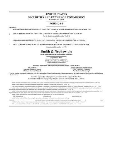 Thumbnail Smith & Nephew
 20-F Annual Report 