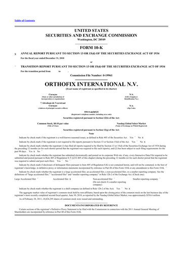 Thumbnail Orthofix Medical
 10-K Annual Report 