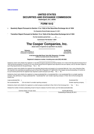 Thumbnail Cooper Companies 10-Q Quarterly Report FY2011 