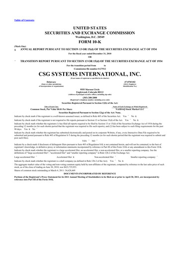 Thumbnail CSG International
 10-K Annual Report 