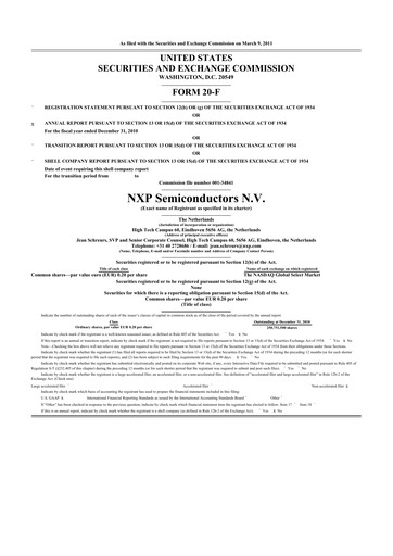 Thumbnail NXP Semiconductors 20-F Annual Report 