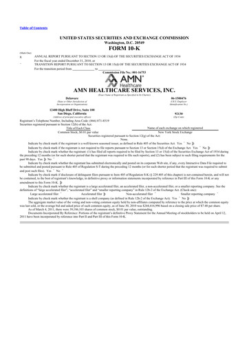 Thumbnail AMN Healthcare Services 10-K Annual Report 