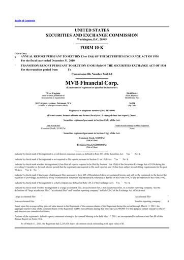 Thumbnail MVB Financial 10-K Annual Report 