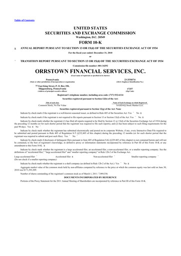 Thumbnail Orrstown Financial Services 10-K Annual Report 