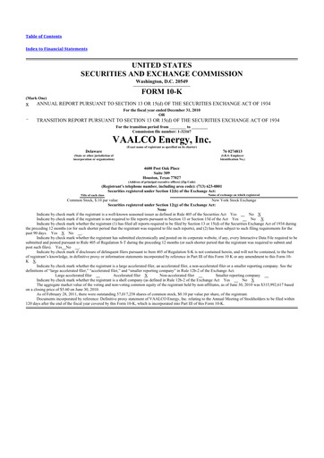 Thumbnail Vaalco Energy
 10-K Annual Report 