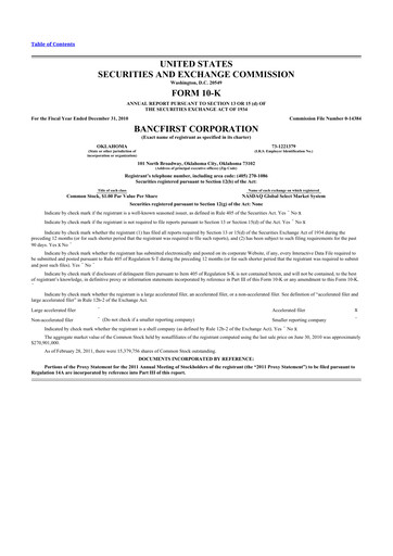 Thumbnail BancFirst 10-K Annual Report 