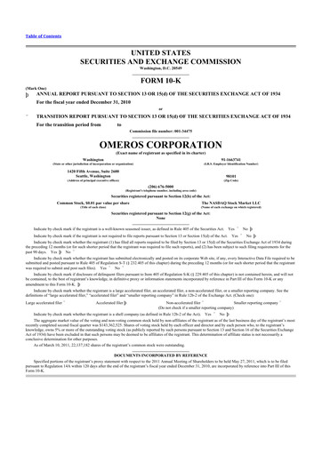 Thumbnail Omeros Corporation 10-K Annual Report 