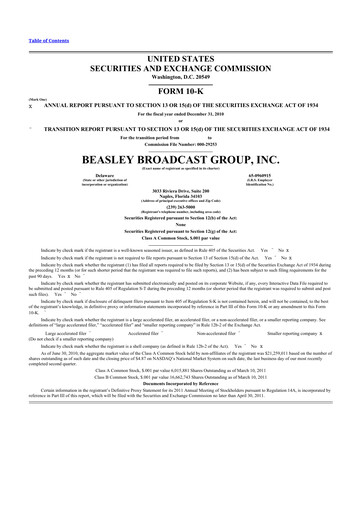 Miniature Beasley Broadcast Group
 10-K Rapport annuel 