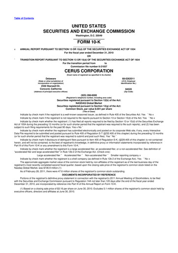 Thumbnail Cerus Corporation 10-K Annual Report 