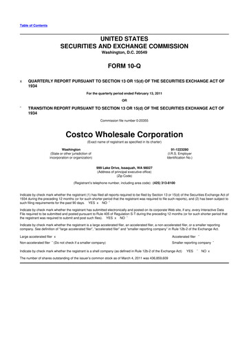 Thumbnail Costco 10-Q Quarterly Report FY2011 